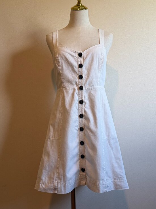 Madewell Dresses & Skirts - Madewell White Linen Blend Button-Front Mini Dress with Pockets - Size 6